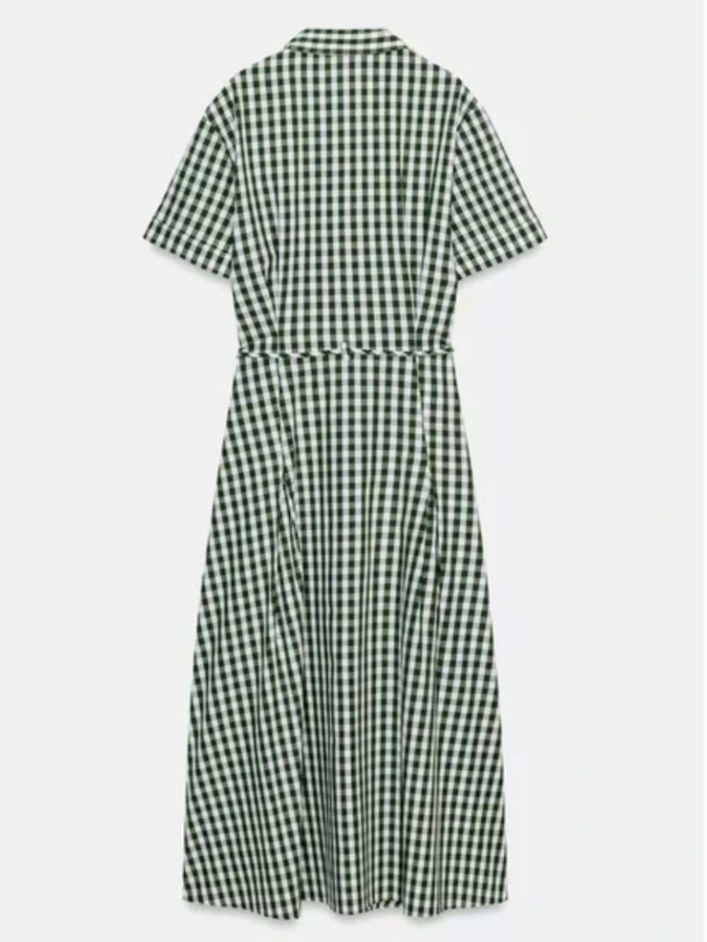 Zara GINGHAM CHECK SHIRT DRESS - Green NWT - Picture 5 of 6